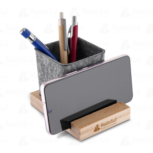 RD 8110120-Porta Objetos e Smartphone em feltro e Bambu Personalizado RD 8110120-Porta Objetos e Smartphone em feltro e Bambu Personalizado